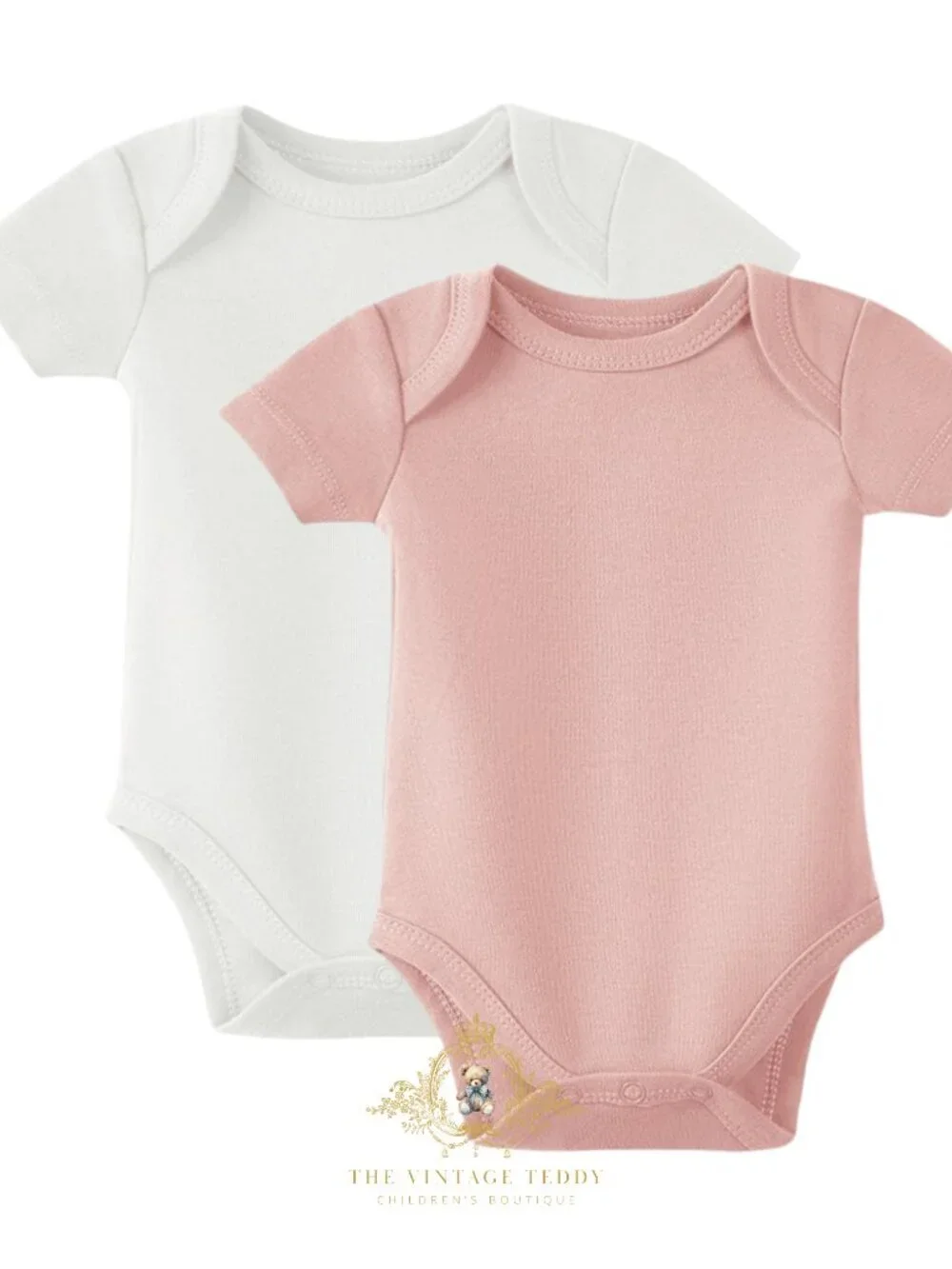 NWT Cute Girls Baby Onesies Short Sleeve One-Piece Blue Grey 2-Piece Set 9-12M
